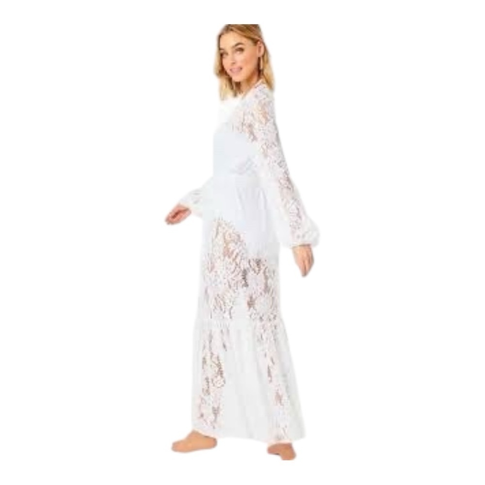 Lilly Pulitzer Adela Maxi Coverup - Resort White Paradise Found Lace - XS - Picture 4 of 6